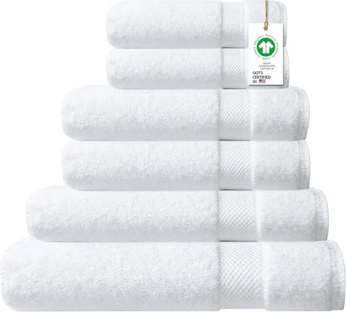 Miniatura 24 de Toallas 100% algodón orgánico de 22.93 oz/m² de felpa al tacto de secado rápido, paquete de 12 toallas de lavado de algodón orgánico, certificado