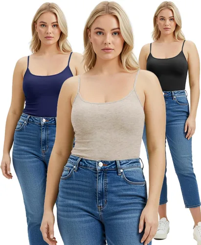Miniatura 117 de Emmalise Camisola larga casual básica para mujer, con tirantes ajustables, top en capas