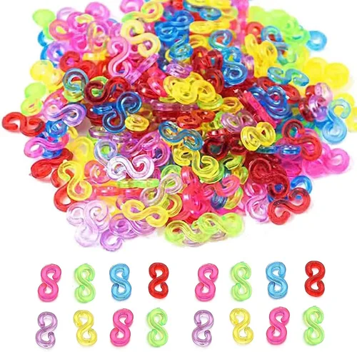 Miniatura 4 de Mecefeno Clips S Clips de banda de goma, 1000 piezas de clips de banda de goma de telar, clips de banda de plástico, conectores de recambios, kit