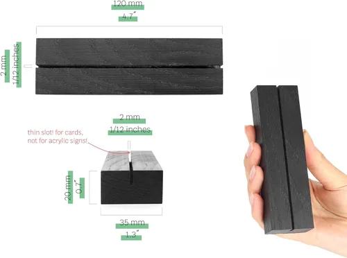 Miniatura 2 de Paquete de 10 soportes de madera para tarjetas de lugar, soportes de madera negra para números de mesa, soporte para tarjetas de nombre, soportes