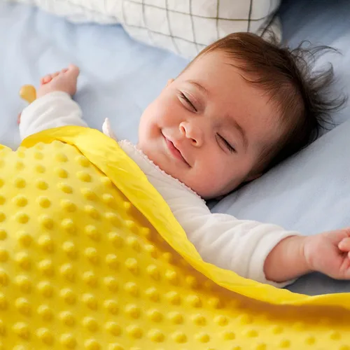 Miniatura 2 de Pro Goleem - Manta de bebé de microforro polar suave con respaldo de satén, regalos para bebés para niños y niñas, manta para mascotas para Amarillo