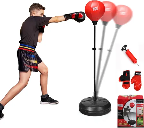 Miniatura 8 de Costzon Punching Bag for Kids, Boxing Bag Set Toy with Height Adjustable Stand, Kids Boxing Gloves and Hand Pump, Freestanding Boxing Equipment Gift