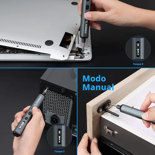 Miniatura 8 de STREBITO Juego Mini de Destornilladores Eléctricos, Kit de Destornillador Eléctrico de Máxima Precisión 70-en-1 con Luces, 5 Niveles de Par