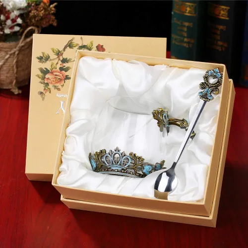 Miniatura 5 de Taza de té de cristal, regalo del día de la madre, taza de té de vidrio con asa, diseño único de esmalte de corona para Navidad, boda, cumpleaños