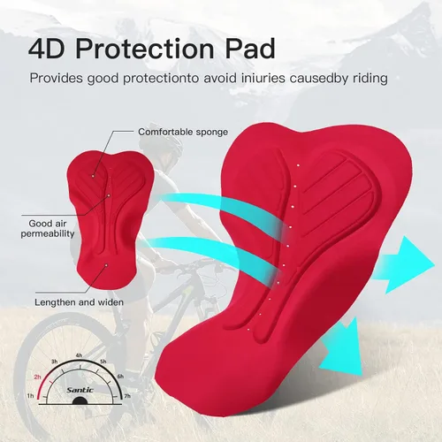 Miniatura 6 de Santic Pantalones cortos de ciclismo para hombre, mallas acolchadas 4D con bolsillo