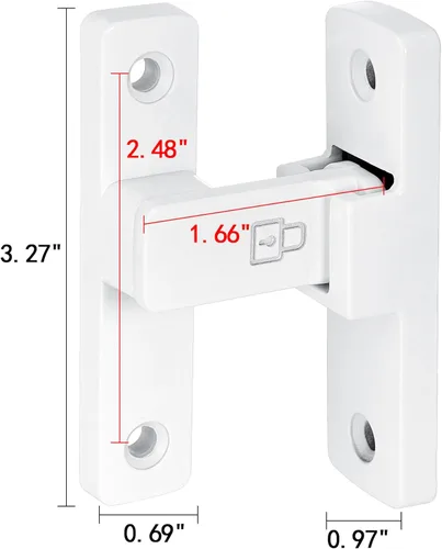 Miniatura 2 de INIRET 4 Paquetes Cerradura Blanca de Puerta de Granero de 90 Grados, Pestillo de Aleación de Zinc Premium - Pestillos de Compuerta Abatible