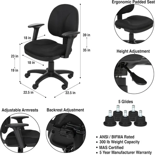 Miniatura 3 de OEF Furnishings OEFCTC-A Comfort Series - Silla de trabajo (reposabrazos, altura estándar)