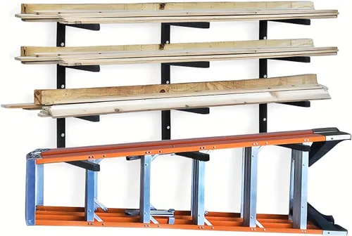Estantes de almacenamiento de madera para montar en la pared, adecuados para cobertizos, garajes y talleres, capaz de soportar 800 libras por nivel,