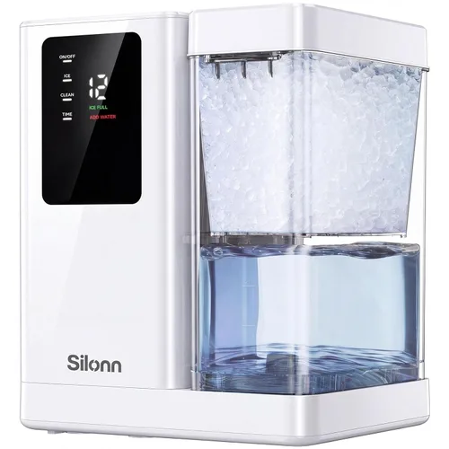 Miniatura 25 de Máquina de hielo Nugget para encimera, Silonn máquina de hielo de pellets masticables con función de autolimpieza, 33 libras/24H máquinas de hielo