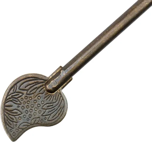 Miniatura 5 de Antrader Pasador de bloqueo de bronce, 4.3 in, forma de hoja de metal para el hogar, estilo retro, pestillo de llave de gabinete, pasador de bloqueo