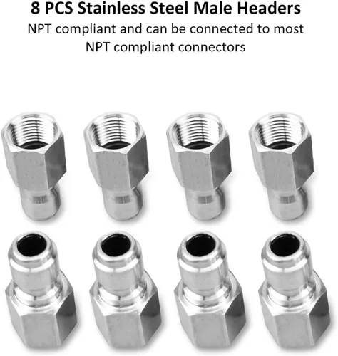 Miniatura 6 de NPT - Kit de conector rápido macho y hembra de acero inoxidable de 3/8 pulgadas, adaptadores de lavadora a presión, conector rápido, rosca interna