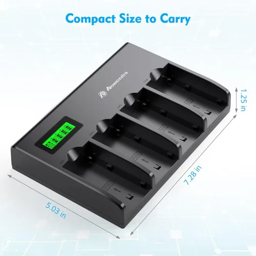 Miniatura 3 de Powerextra Cargador de batería de 4 canales con pantalla LCD para cámara Sony NP-F970, NP-F960, NP-F950, NP-F930, NP-F770, NP-F750, NP-F570, NP-F550