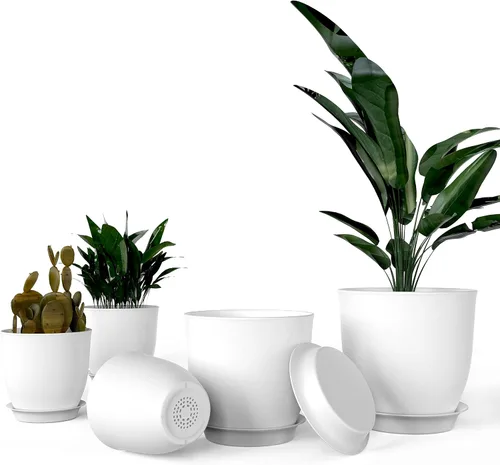 Miniatura 11 de iPower Macetas con drenaje de 7.1/6.3/5.5/5/4.5 pulgadas, decoración del hogar para macetas de interior, macetas de plástico, cactus, suculentas