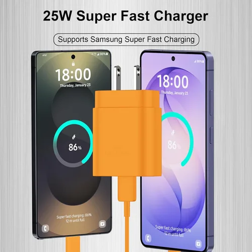 Miniatura 59 de Cargador USB C, carga rápida súper rápida de 25 W tipo C y cable de carga USB C de 6,6 pies para Samsung Galaxy S25/S25 Ultra/S25+/S24/S24