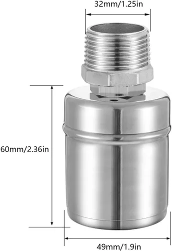 Miniatura 3 de 1/2 3/4 1Inch Floating Ball Valve Float for Water Tank Automatic Water Level controller for Tank Home Improvemen(1",Upper Water Inlet)