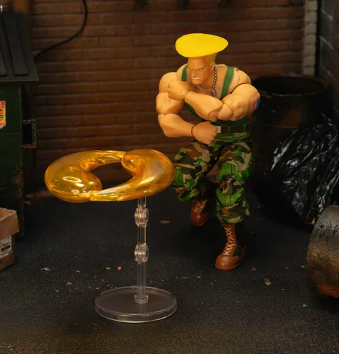Miniatura 4 de Jada Toys Street Fighter II Guile Figura de acción a escala 1:12, 6 pulgadas de alto, cabezas intercambiables, manos y accesorios