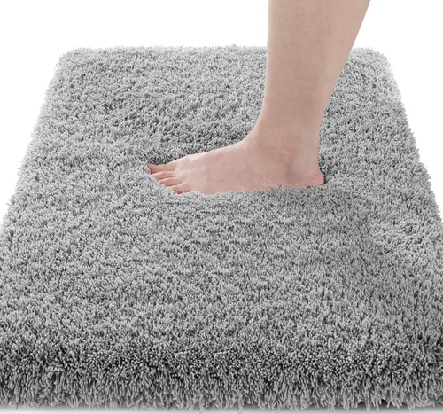 Miniatura 8 de Yimobra Alfombra de baño de felpa esponjosa, súper lanuda suave, cómoda, antideslizante, absorbente de agua, alfombra de baño de microfibra que se