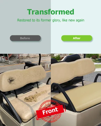 Miniatura 4 de Conjunto de cojín de asiento delantero de carrito de golf para Club Car DS 2000.5-up, bronceado, cojín de repuesto individual Respaldo del asiento