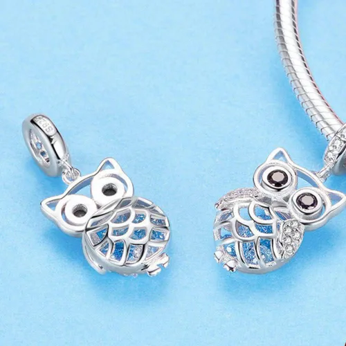 Miniatura 3 de Abalorio de gato de plata de ley 925 con diseño de animales para pulsera Pandora
