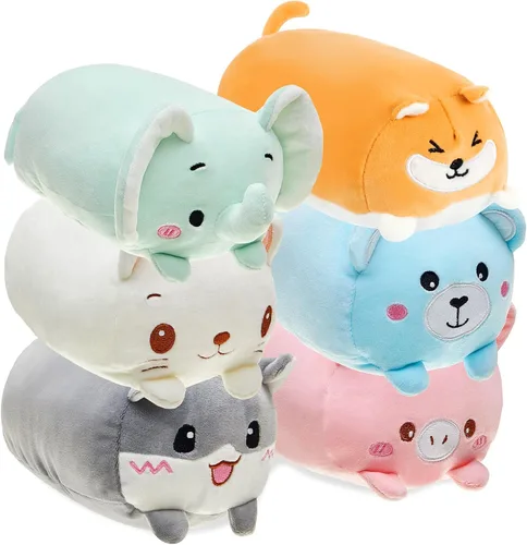 Miniatura 9 de Leitee 4 piezas de animales de peluche a granel de 8 pulgadas, lindos juguetes de peluche para niños y niñas, caja de regalo de cumpleaños, juguetes