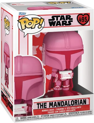 Miniatura 3 de Star Wars: Valentines - Mandalorian [Din Djarrin] Funko Pop! Figura de vinilo (paquete con funda protectora compatible con Pop Box), multicolor