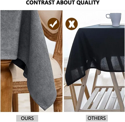 Miniatura 49 de Mantel para mesa rectangular de 55x71 pulgadas, de lino sintético, resistente a las arrugas e impermeable, color beige, para cocina, comedor