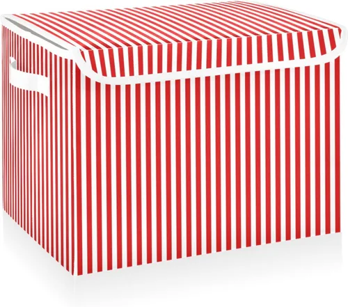 Miniatura 21 de CaTaKu Grandes Canastas de Almacenamiento de Tela con Tapas, Cajas de Almacenamiento Rojas con Bandera Americana de Camiones con Asas para Organizar