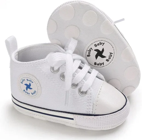Miniatura 5 de Zapatos unisex para bebés, niñas y niños, suela suave, lona para recién nacidos, primeros pasos, zapatillas altas antideslizantes