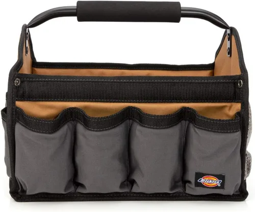 Dickies Organizador de bolsas de herramientas de lona duradera de 12 pulgadas, 12 bolsillos exteriores, 16 trabillas para herramientas,