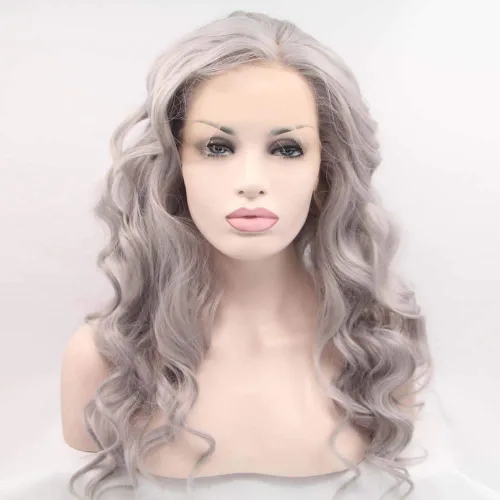 Miniatura 16 de 1001 #Color sintético rubio blanco encaje frente pelucas para mujeres pelo rubio platino largo cuerpo onda peluca resistente al calor fibra larga