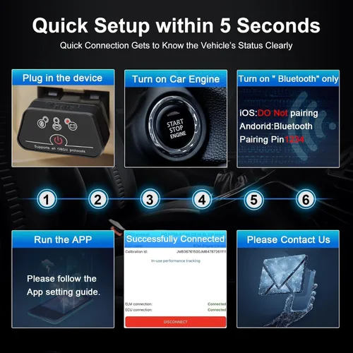Miniatura 6 de iCar2 OBD2 Bluetooth Adaptador Escáner Diagnóstico para iOS y Android: Herramienta de Diagnóstico Auto-Conecta Borra Código de Error Datos en Vivo