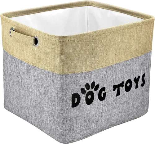 Miniatura 17 de PET ARTIST Cesta de juguetes para perros, caja plegable para juguetes para perros con asas cómodas, organizador grande de almacenamiento de juguetes