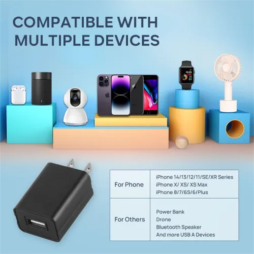 Miniatura 2 de Cargador de pared Cubo 5V1A Fuente de alimentación USB Bloque de carga Universal Enchufe de pared Ladrillo Portátil Cargador Rápido Adaptador