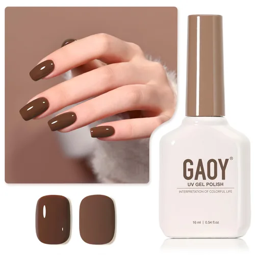 Miniatura 32 de GAOY - Esmalte de uñas de gel marrón, 16ml de esmalte de gel para quitar por remojo, curado con luz UV para arte de uñas, manicura DIY en casa, 2088