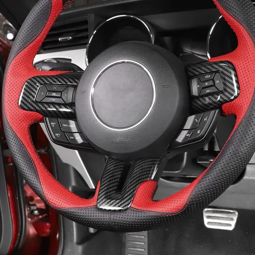 Miniatura 5 de CheroCar para Ford Mustang Cubierta de Volante Kit de Decoración y Moldura Accesorios Interiores para Ford Mustang 2015-2025 (Fibra de Carbono)