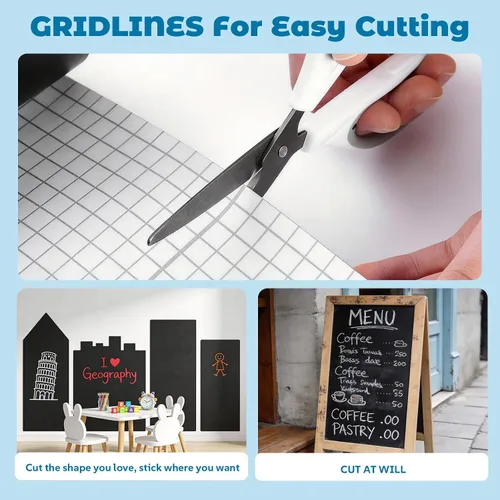 Miniatura 2 de Rollo de papel adhesivo extragrande para pizarra, de pelar y pegar, con 5 gis incluidos, papel tapiz para pizarra, papel de contacto para pintura