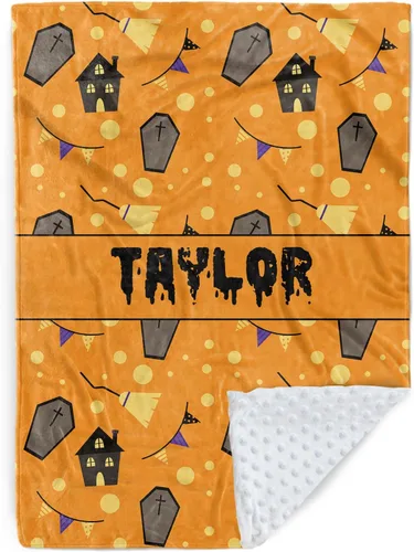 Miniatura 17 de Manta de bebé personalizada de Halloween, manta con nombre personalizado para niños pequeños, franela suave con respaldo de puntos de doble capa