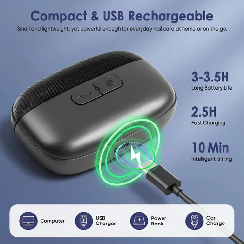 Miniatura 5 de Cortaúñas eléctrico, recortador de uñas eléctrico con almacenamiento de luz y restos de uñas, cortaúñas eléctrico con pulido, recortador de uñas