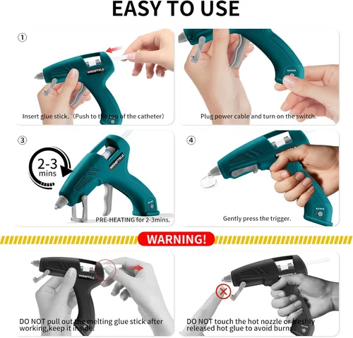 Miniatura 4 de Pistola de pegamento caliente inalámbrica con 30 barras de pegamento premium, pistola de pegamento inalámbrica de 20 W, precalentamiento rápido