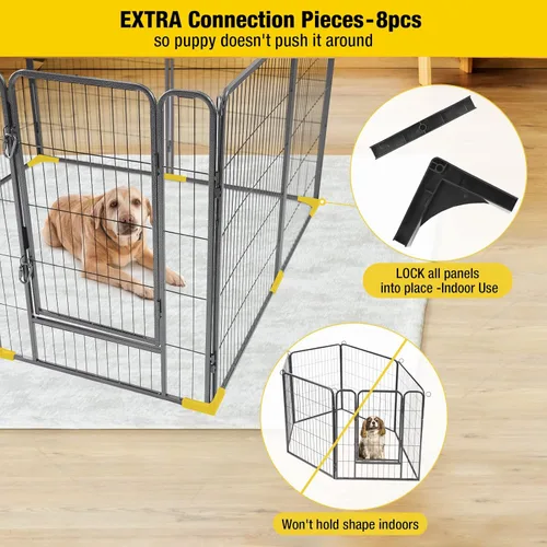 Miniatura 4 de Corralito plegable de metal para perros con puerta de puerta, valla de metal resistente para animales pequeños, perrera para exteriores