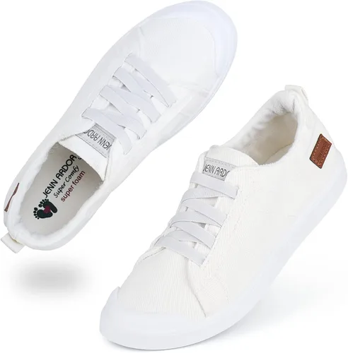JENN ARDOR - Tenis de lona para mujer, mocasines de meter, moda estilo casual 2022, punta redonda, suaves, cómodos, zapatos planos para caminar