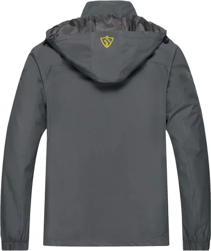 Miniatura 2 de GIISAM Chaqueta impermeable y a prueba de viento para hombre, ligera, con capucha, chaqueta deportiva de montaña para hombre, cortavientos
