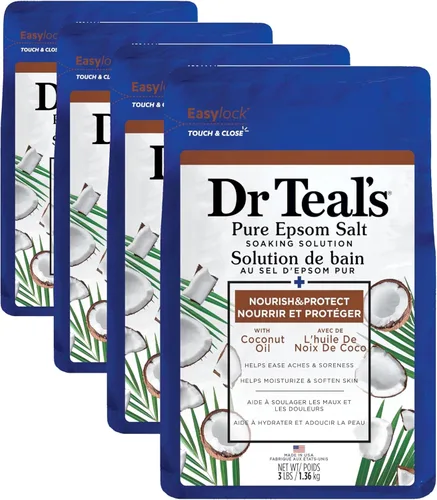 Miniatura 10 de Dr. Teal - Sal pura de Epsom remojada, nutre y protege con aceite de coco, 3 libras (el embalaje puede variar)