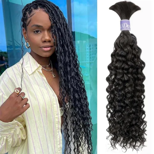 Cabello humano trenzado para trenzas bohemias, 1.76 oz, 1 paquete/paquete de 18 pulgadas, paquetes de cabello humano rizado bohemio para trenzar 12A