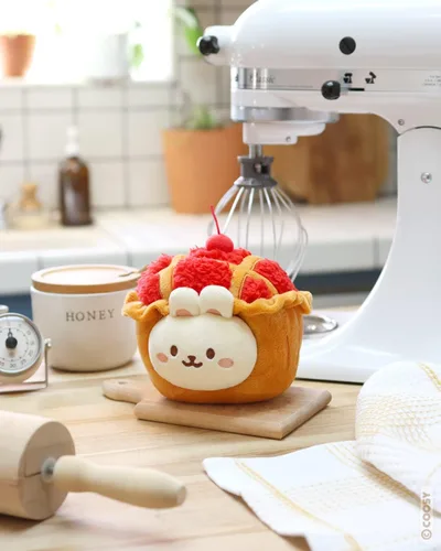 Miniatura 2 de Anirollz Cherry Pie Bunniroll - Peluche de conejito Kawaii con traje de pastel de cerezo, pequeño juguete de peluche suave, almohada de felpa