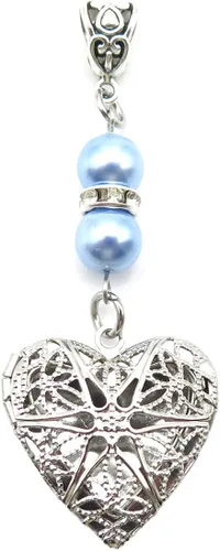 IDLAN Medallón para ramo, ramo conmemorativo, regalo conmemorativo, boda, novia, colgante de foto, recuerdo algo, azul
