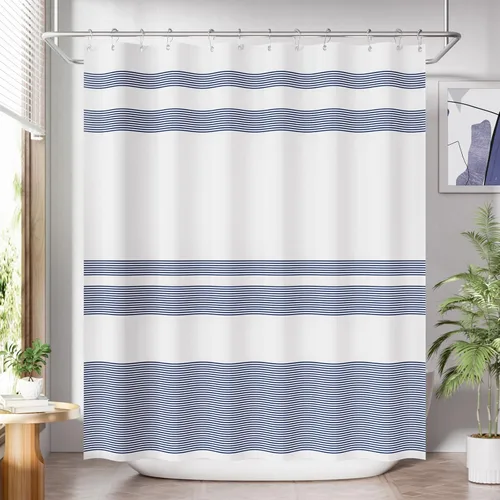 Miniatura 12 de AmazerBath Cortina de ducha floral, juego de cortinas de ducha lavables de tela con 12 ganchos para cortina de ducha, cortinas de ducha de tela C