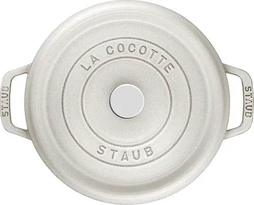 Miniatura 2 de Staub - Olla redonda de hierro fundido de 2.75 cuartos, color trufa blanca, fabricada en Francia