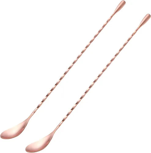 Miniatura 13 de Briout Cuchara de bar agitadores de cóctel para bebida, acero inoxidable de 12 pulgadas de mango largo, color negro, 2 piezas