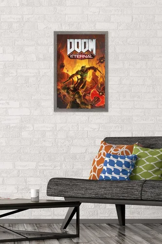 Miniatura 2 de Trends International Doom Eternal - Póster de pared Marauder, 22.4 pulgadas de largo x 14.7 pulgadas, versión enmarcada en madera de granero